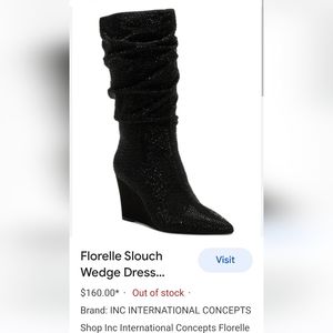 Brand new rhinestone black slouch wedge boots